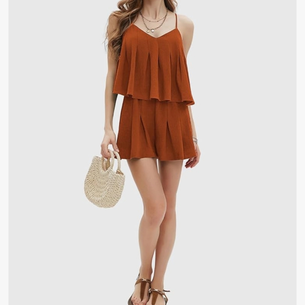 Rust Orange Layered Romper